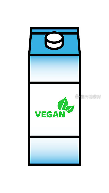 Vector icon of vegan milk isolated on a white background. Plant based non dairy alternative.